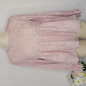 Shein Romantic Pink Textured Baby Doll Top SZ 6